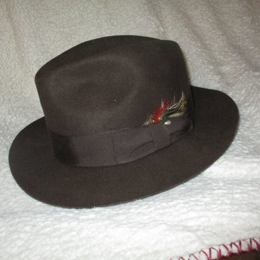 Designer Fashion Brown Large 100% Wool Hat Fedora F…